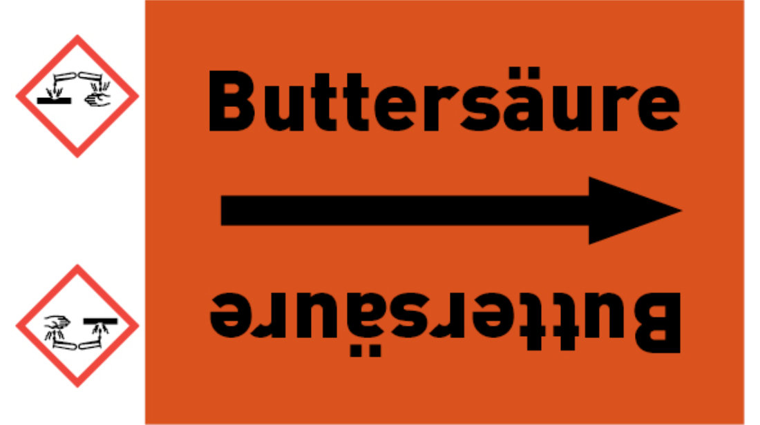 Kennzeichnungsband Buttersäure orange/schwarz bis Ø 50 mm 33 m/Rolle