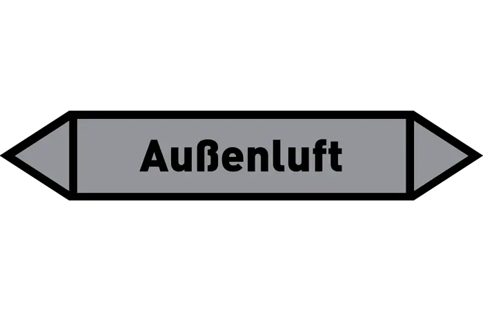 Pfeil Außenluft grau/schwarz 215x40 mm