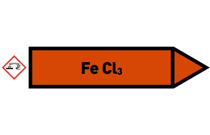 Pfeil rechts Fe Cl3 orange/schwarz 125x25 mm