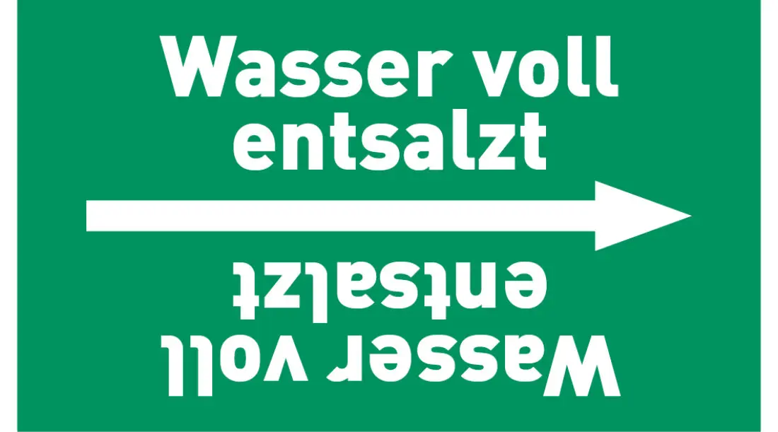 Kennzeichnungsband Wasser voll entsalzt grün/weiß ab Ø 50 mm 33 m/Rolle