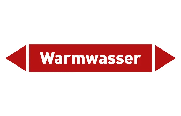 Pfeil Warmwasser rot/weiß 215x40 mm