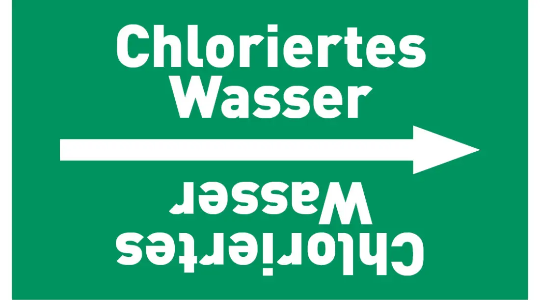 Kennzeichnungsband Chloriertes Wasser grün/weiß ab Ø 50 mm 33 m/Rolle