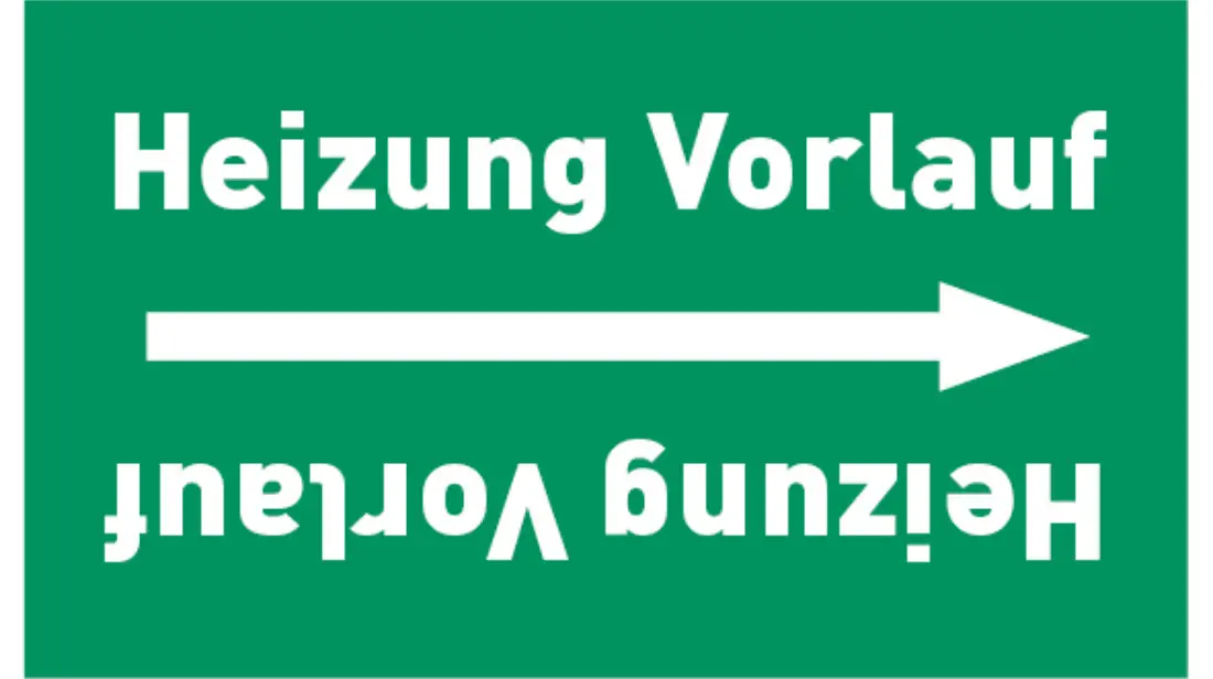 Kennzeichnungsband Heizung Vorlauf grün/weiß, bis Ø 50 mm 33 m/Rolle