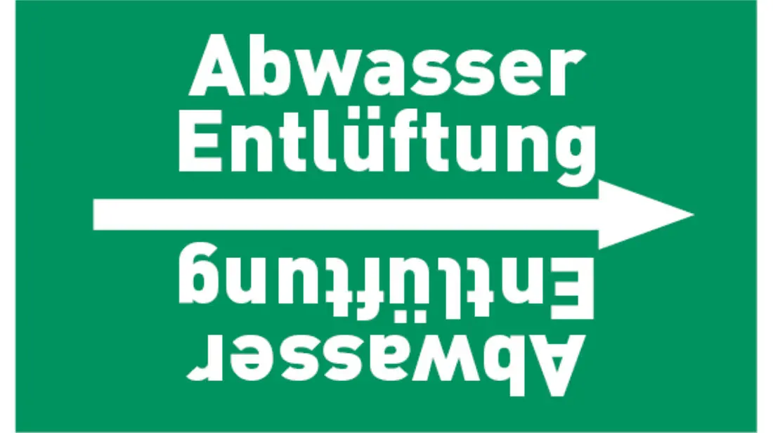 Kennzeichnungsband Abwasser Entlüftung grün/weiß bis Ø 50 mm 33 m/Rolle