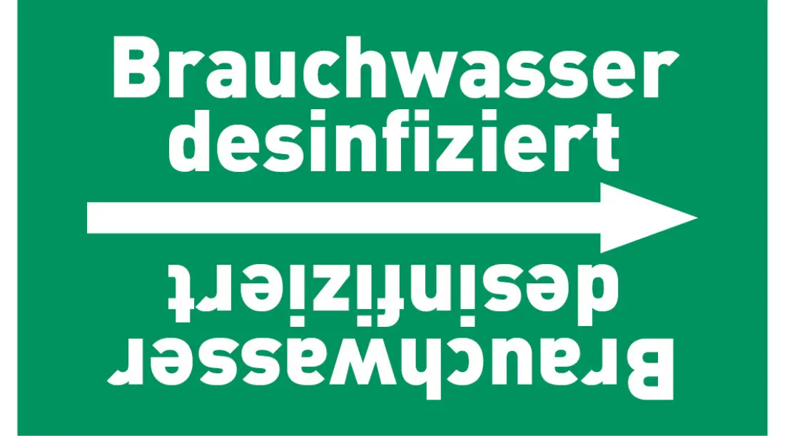 Kennzeichnungsband Brauchwasser desinfiziert grün/weiß ab Ø 50 mm 33 m/Rolle