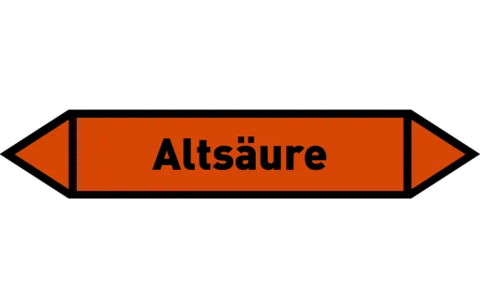 Pfeil Altsäure orange/schwarz 215x40 mm