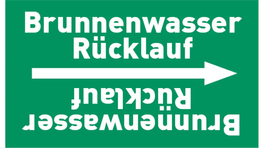 Kennzeichnungsband Brunnenwasser Rücklauf grün/weiß bis Ø 50 mm 33 m/Rolle