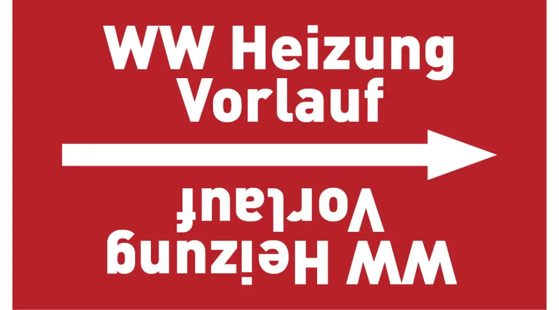 Kennzeichnungsband WW Heizung Vorlauf rot/weiß, ab Ø 50 mm 33 m/Rolle