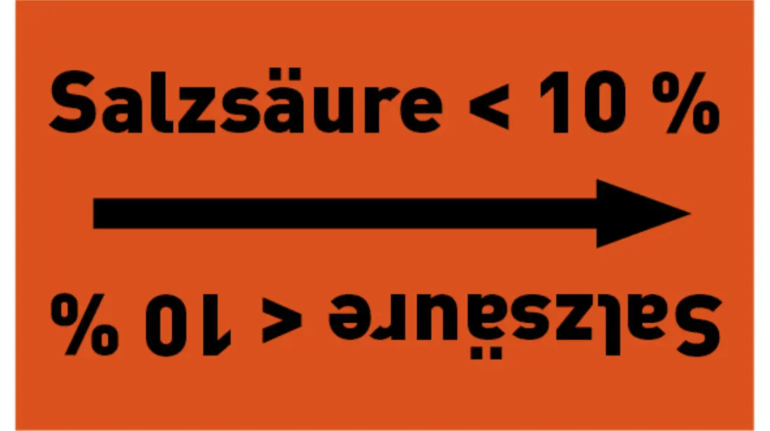 Kennzeichnungsband Salzsäure < 10 % orange/schwarz bis Ø 50 mm 33 m/Rolle