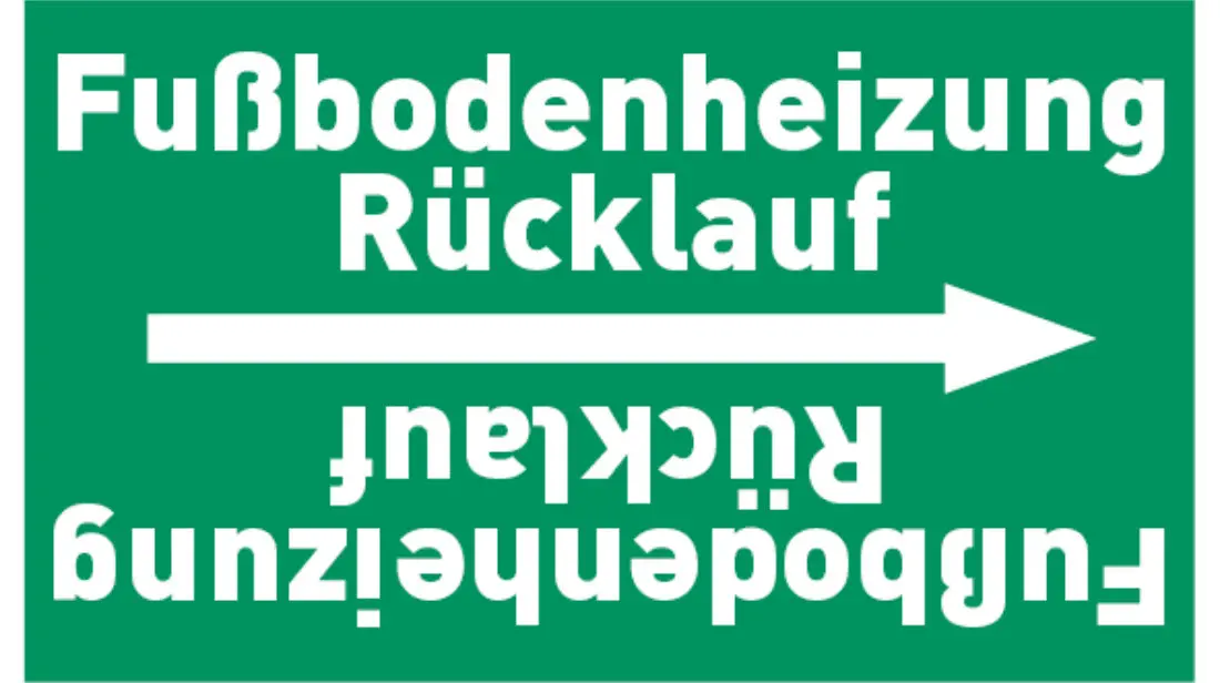 Kennzeichnungsband Fußbodenheizung Rücklauf grün/weiß, bis Ø 50 mm 33 m/Rolle