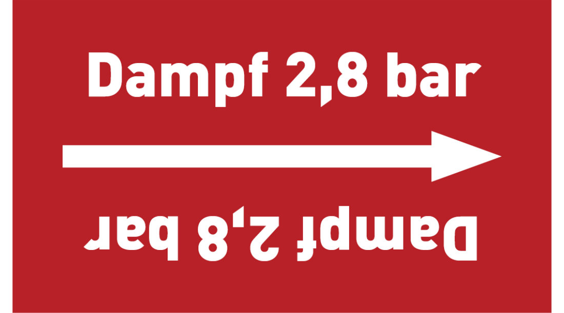 Kennzeichnungsband Dampf 2,8 bar rot/weiß ab Ø 50 mm 33 m/Rolle