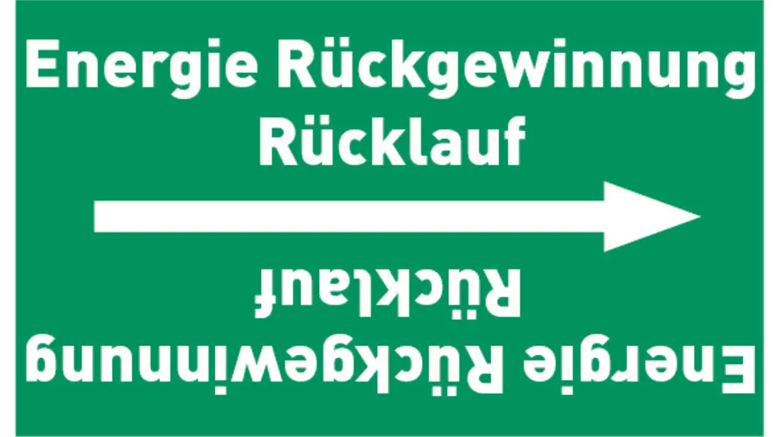 Kennzeichnungsband Energie Rückgewinnung Rücklauf grün/weiß bis Ø 50 mm 33 m/Rolle