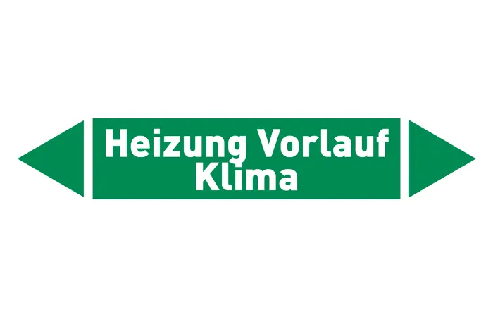 Pfeil Heizung Vorlauf Klima grün/weiß 125x25 mm