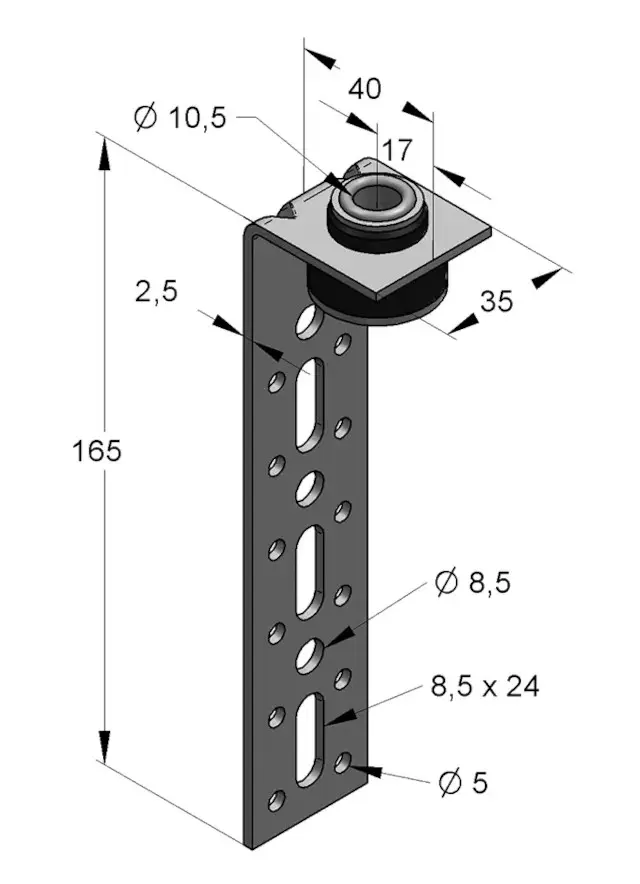 Luftkanalhalter L 165 mm Metallhülse 10,5 mm, 1 VPE (50 Stück)