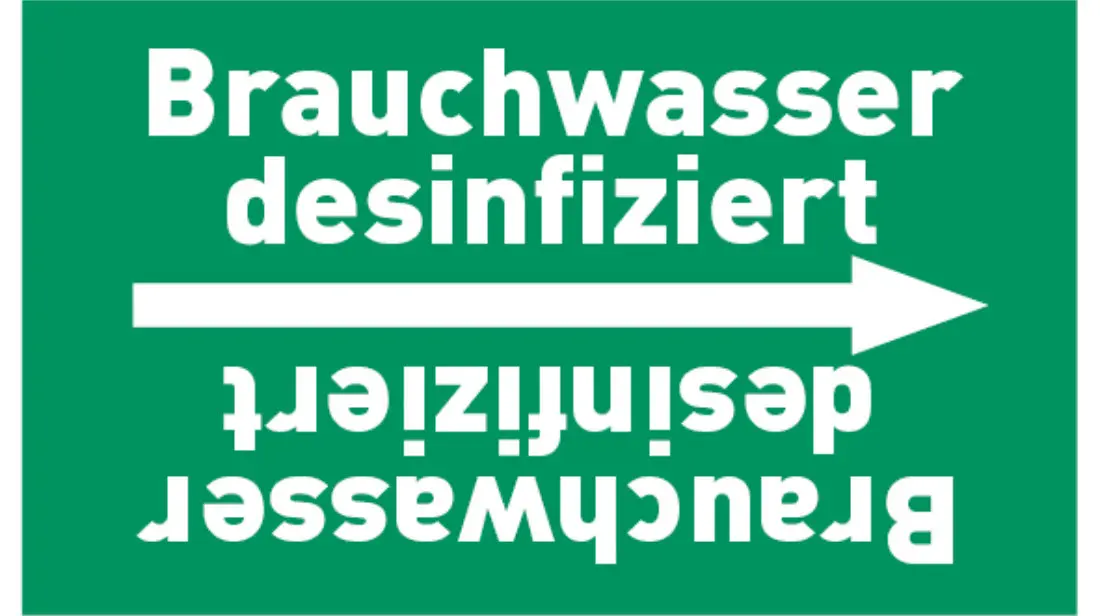 Kennzeichnungsband Brauchwasser desinfiziert grün/weiß bis Ø 50 mm 33 m/Rolle