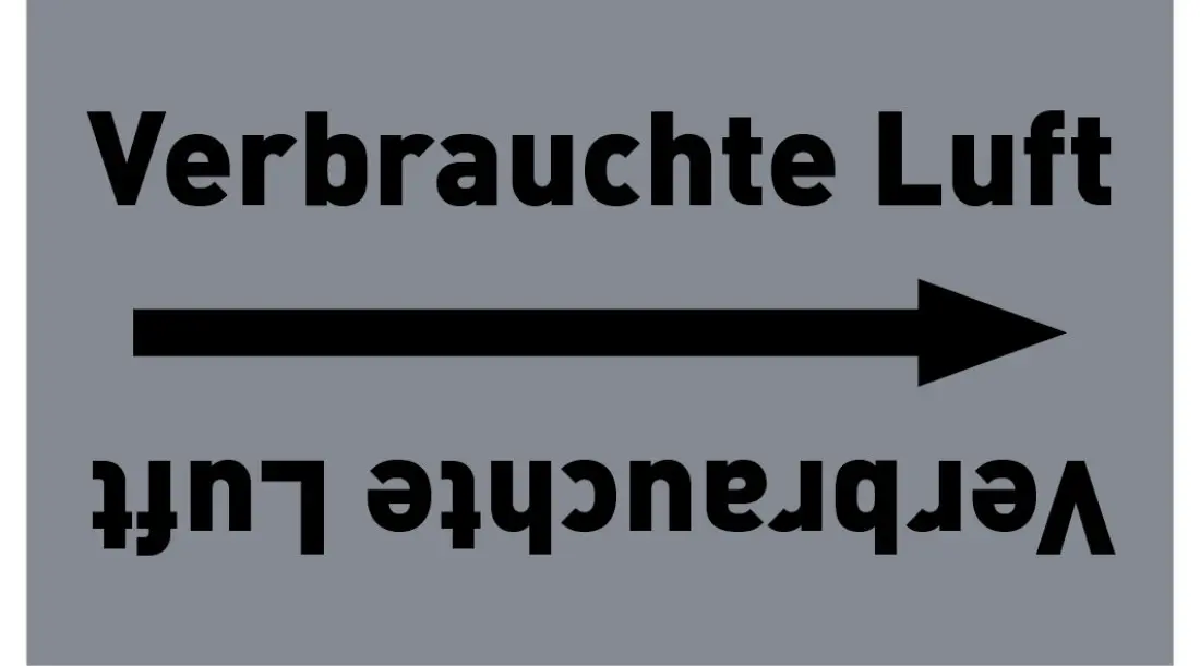 Kennzeichnungsband Verbrauchte Luft grau/schwarz ab Ø 50 mm 33 m/Rolle