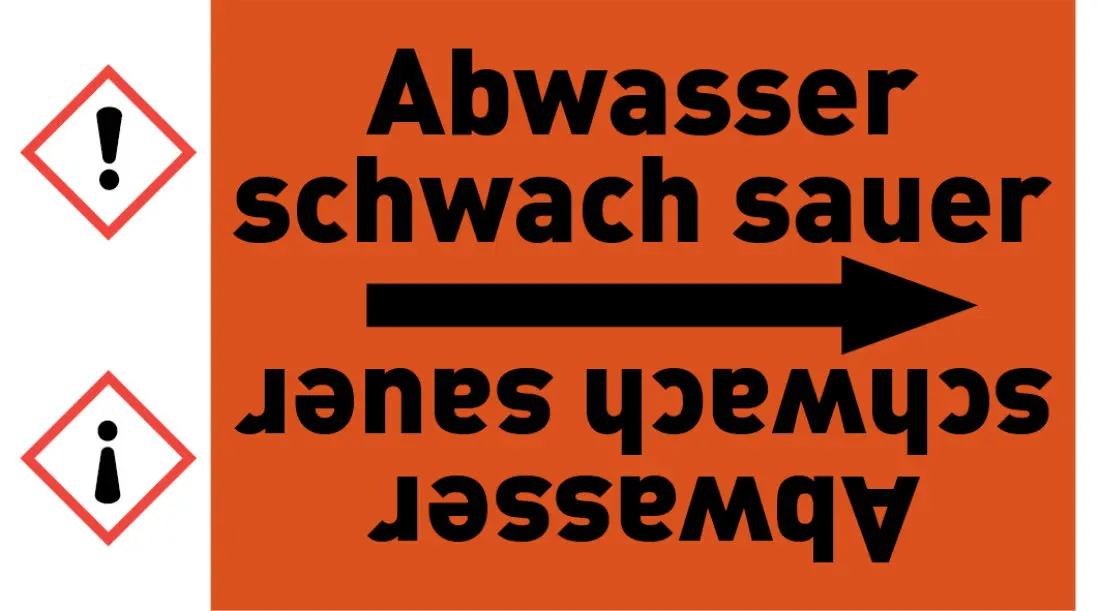 Kennzeichnungsband Abwasser schwach sauer orange/schwarz ab Ø 50 mm 33 m/Rolle