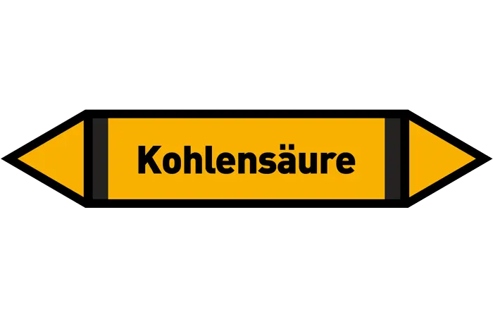 Pfeil Kohlensäure gelb/schwarz 125x25 mm