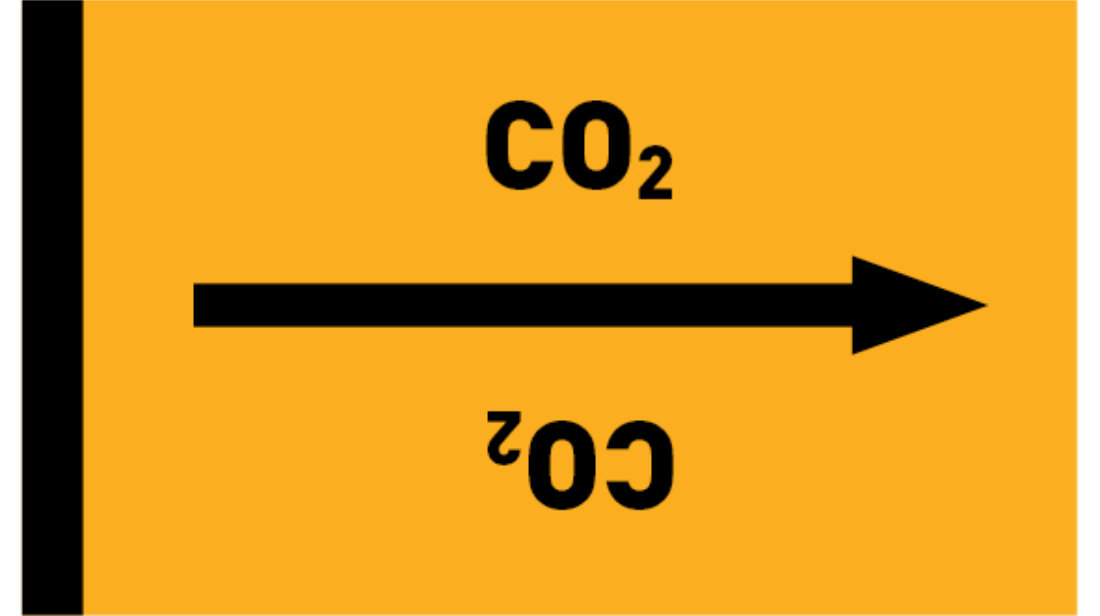 Kennzeichnungsband CO2 gelb/schwarz bis Ø 50 mm 33 m/Rolle