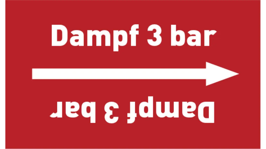 Kennzeichnungsband Dampf 3 bar rot/weiß bis Ø 50 mm 33 m/Rolle