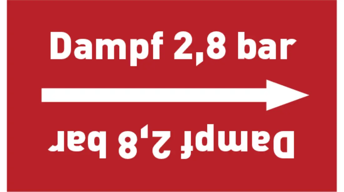 Kennzeichnungsband Dampf 2,8 bar rot/weiß bis Ø 50 mm 33 m/Rolle