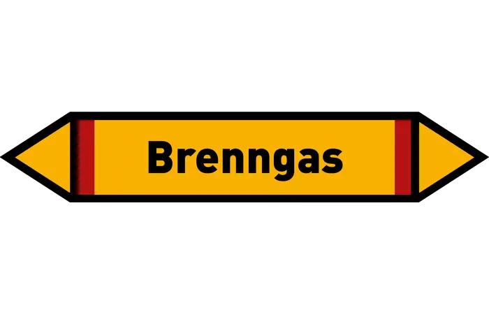 Pfeil Brenngas gelb/schwarz 215x40 mm