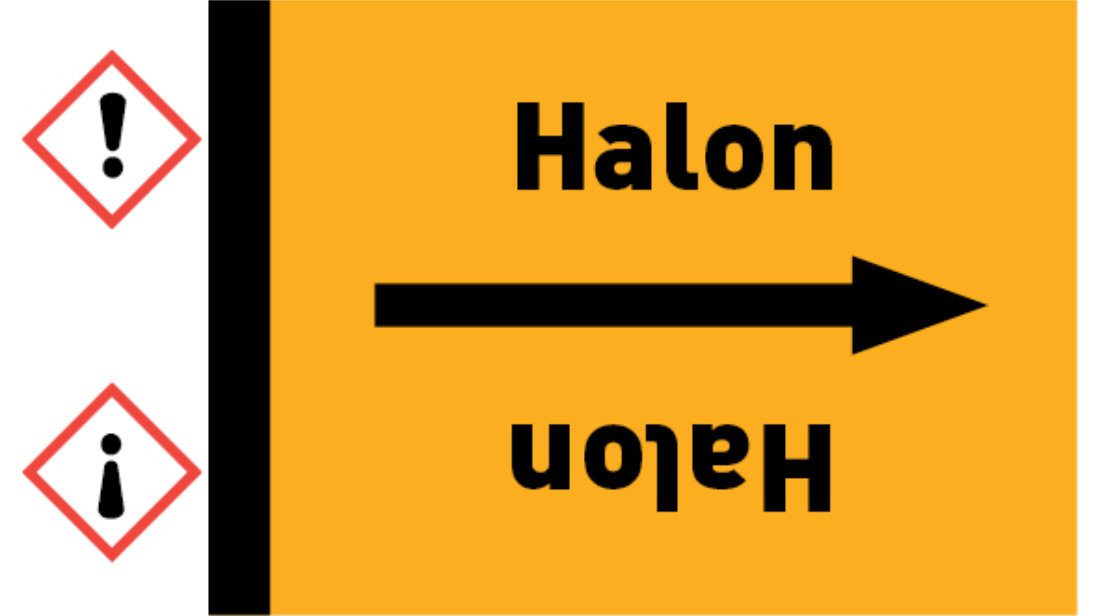 Kennzeichnungsband Halon gelb/schwarz bis Ø 50 mm 33 m/Rolle