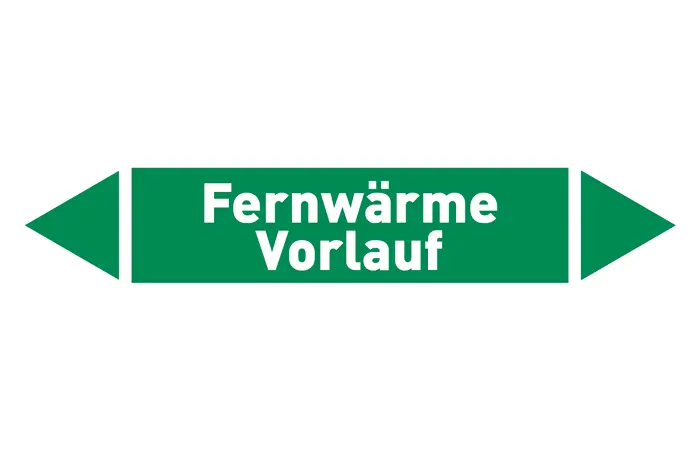 Pfeil Fernwärme Vorlauf grün/weiß 125x25 mm