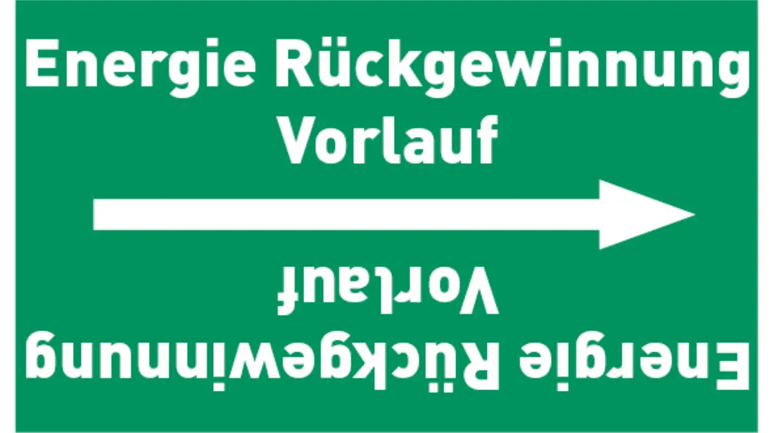 Kennzeichnungsband Energie Rückgewinnung Vorlauf grün/weiß bis Ø 50 mm 33 m/Rolle