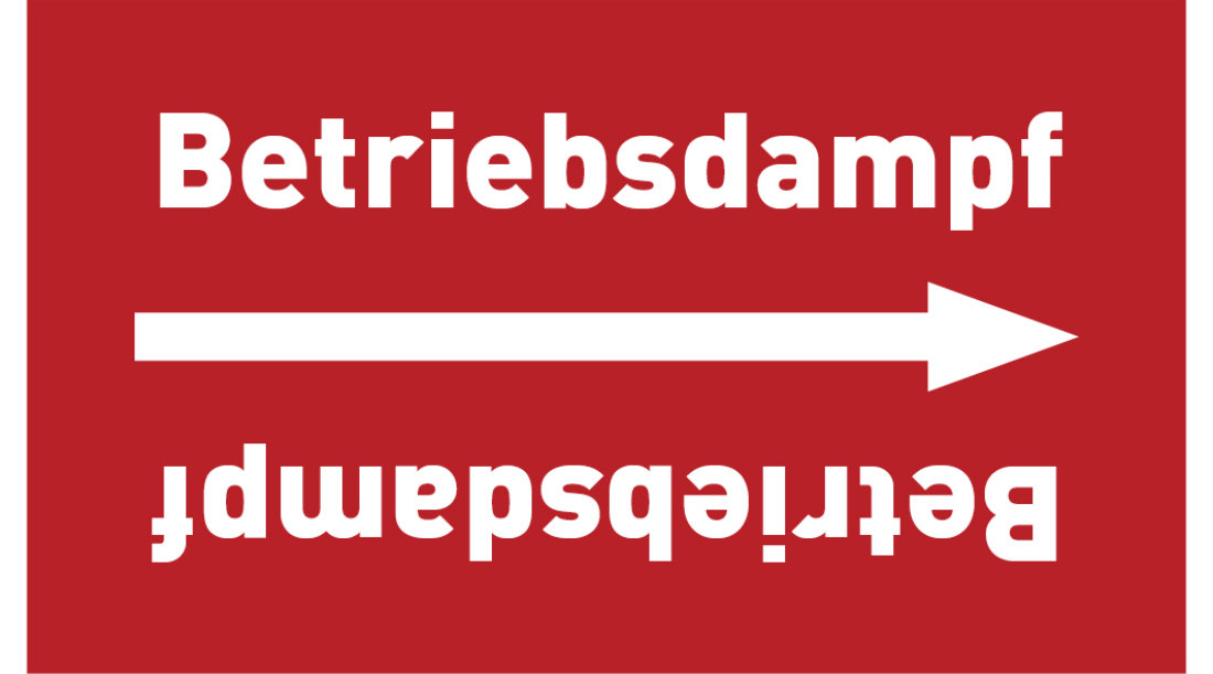 Kennzeichnungsband Betriebsdampf rot/weiß ab Ø 50 mm 33 m/Rolle