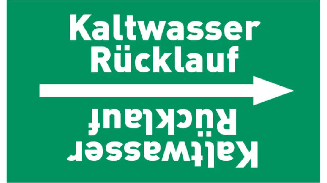 Kennzeichnungsband Kaltwasser Rücklauf grün/weiß, bis Ø 50 mm 33 m/Rolle