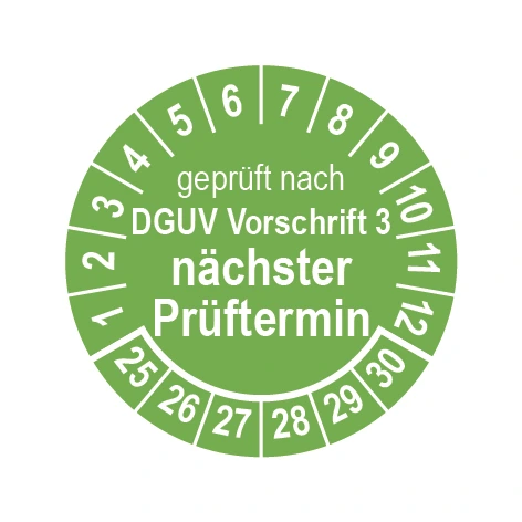 Prüfplakette "geprüft nach DGUV Vorschrift 3" versch. Größen