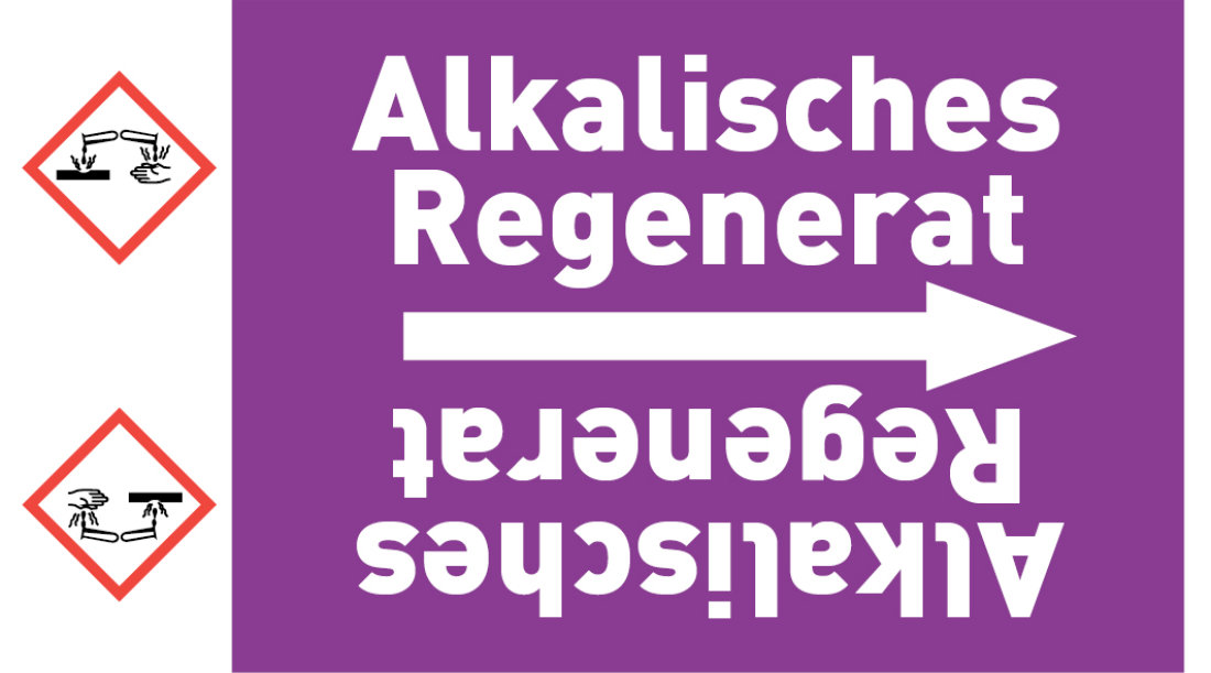 Kennzeichnungsband Alkalisches Regenerat violett/weiß ab Ø 50 mm 33 m/Rolle
