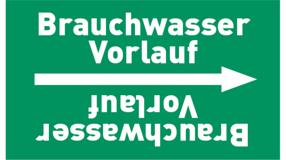 Kennzeichnungsband Brauchwasser Vorlauf grün/weiß bis Ø 50 mm 33 m/Rolle