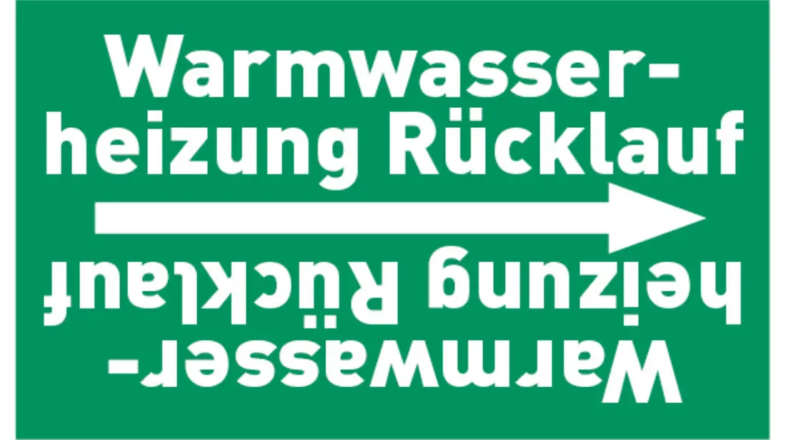 Kennzeichnungsband Warmwasserheizung Rücklauf grün/weiß bis Ø 50 mm 33 m/Rolle