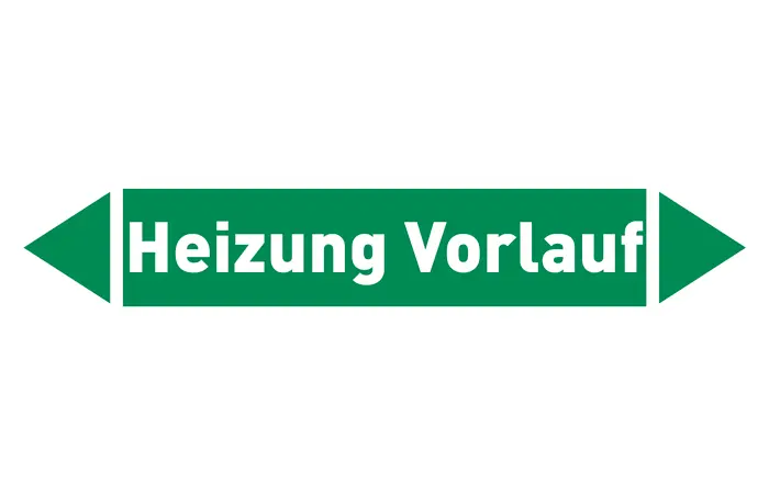 Pfeil Heizung Vorlauf grün/weiß 215x40 mm