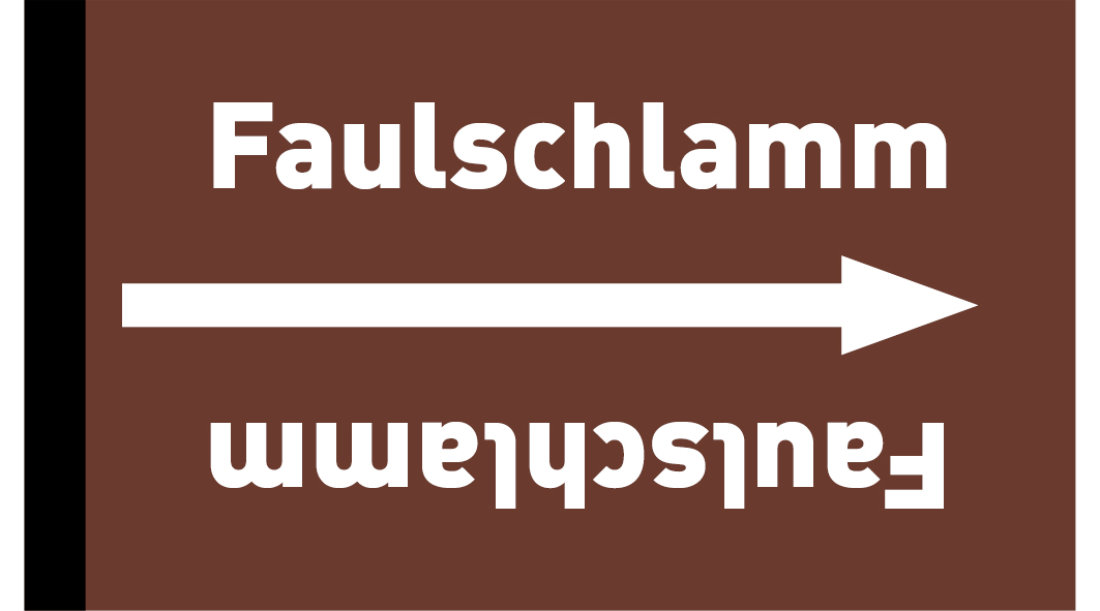 Kennzeichnungsband Faulschlamm braun/weiß ab Ø 50 mm 33 m/Rolle