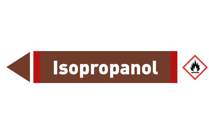 Pfeil links Isopropanol braun/weiß 215x40 mm