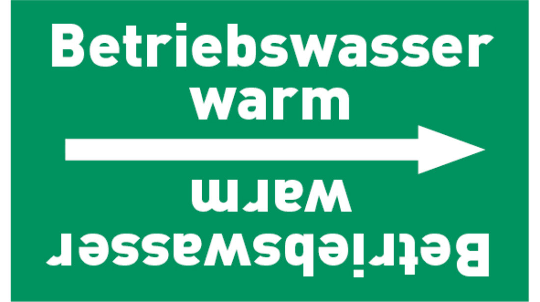 Kennzeichnungsband Betriebswasser warm grün/weiß bis Ø 50 mm 33 m/Rolle