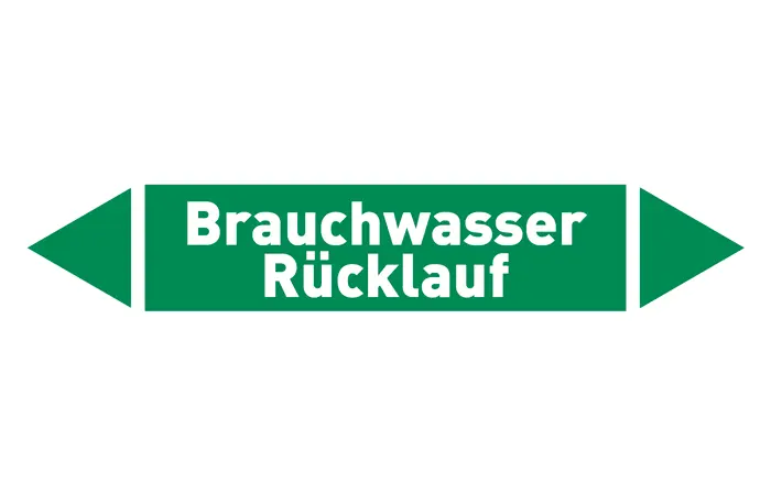 Pfeil Brauchwasser Rücklauf grün/weiß 125x25 mm