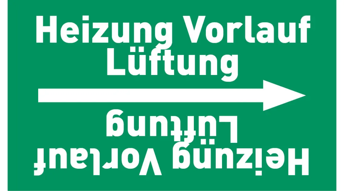 Kennzeichnungsband Heizung Vorlauf Lüftung grün/weiß ab Ø 50 mm 33 m/Rolle