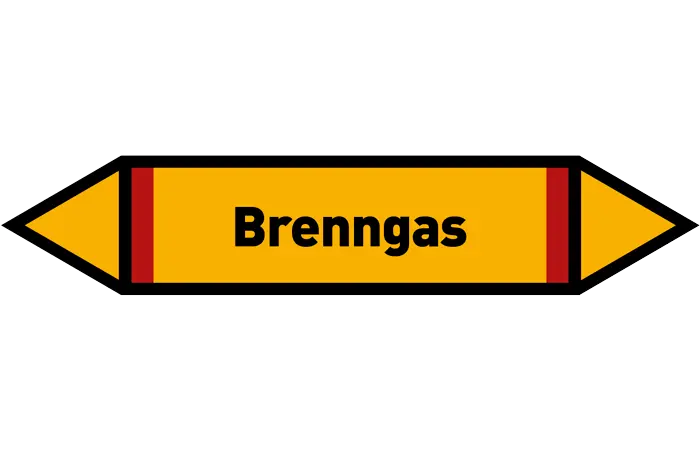 Pfeil Brenngas gelb/schwarz 125x25 mm