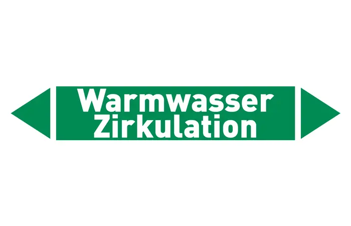 Pfeil Warmwasser Zirkulation grün/weiß 215x40 mm