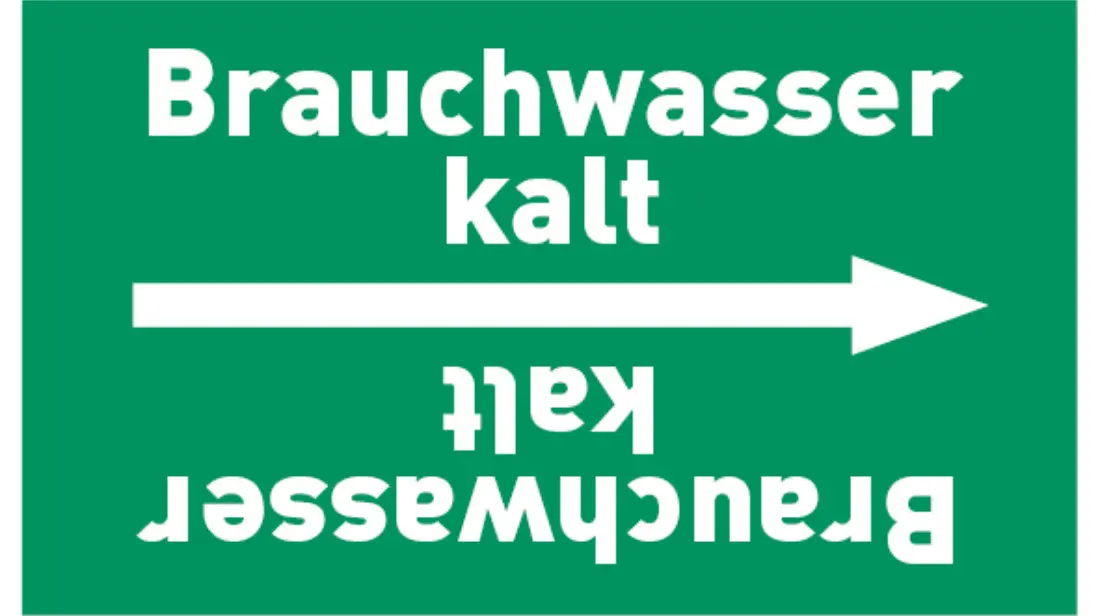 Kennzeichnungsband Brauchwasser kalt grün/weiß bis Ø 50 mm 33 m/Rolle