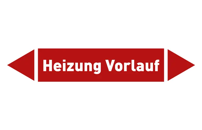 Pfeil Heizung Vorlauf rot/weiß 125x25 mm