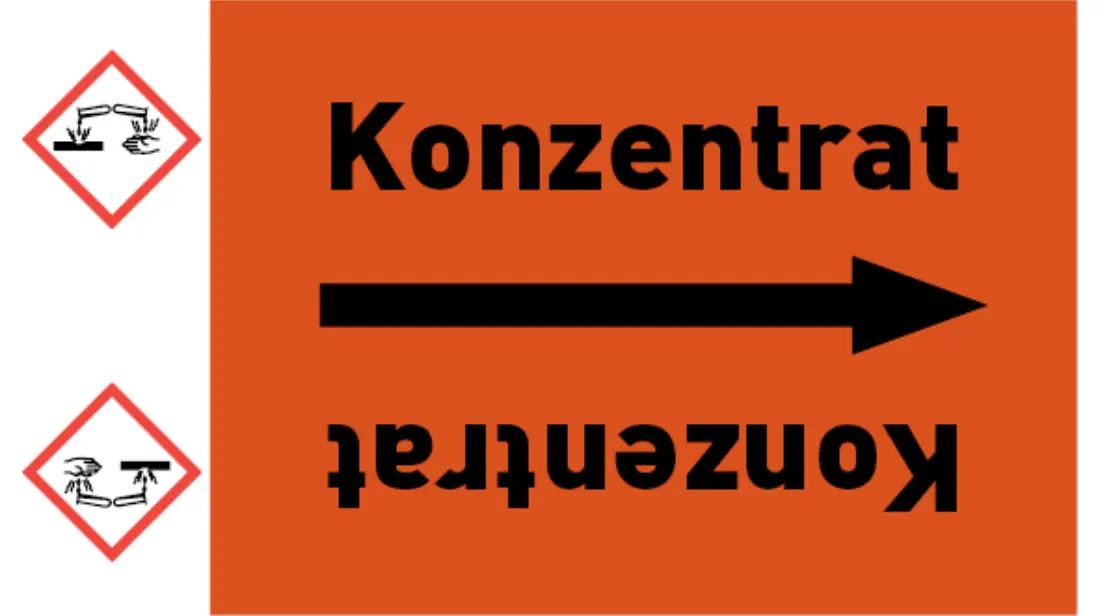 Kennzeichnungsband Konzentrat orange/schwarz bis Ø 50 mm 33 m/Rolle