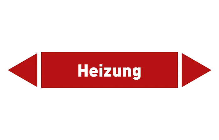 Pfeil Heizung rot/weiß 125x25 mm