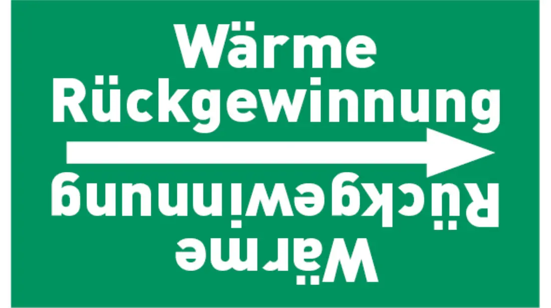 Kennzeichnungsband Wärme Rückgewinnung grün/weiß bis Ø 50 mm 33 m/Rolle