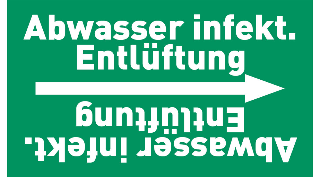 Kennzeichnungsband Abwasser infekt. Entlüftung grün/weiß ab Ø 50 mm 33 m/Rolle