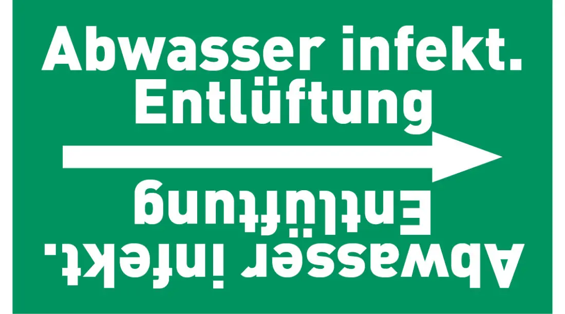 Kennzeichnungsband Abwasser infekt. Entlüftung grün/weiß ab Ø 50 mm 33 m/Rolle